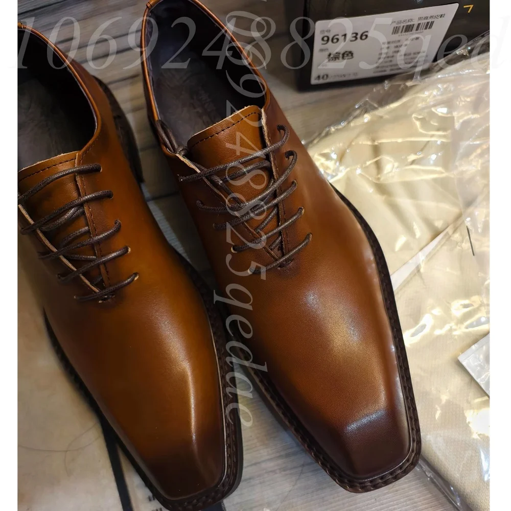 Formal Men Daily Wear Footwear - Men's Luxury Brown Leather Oxford Dress