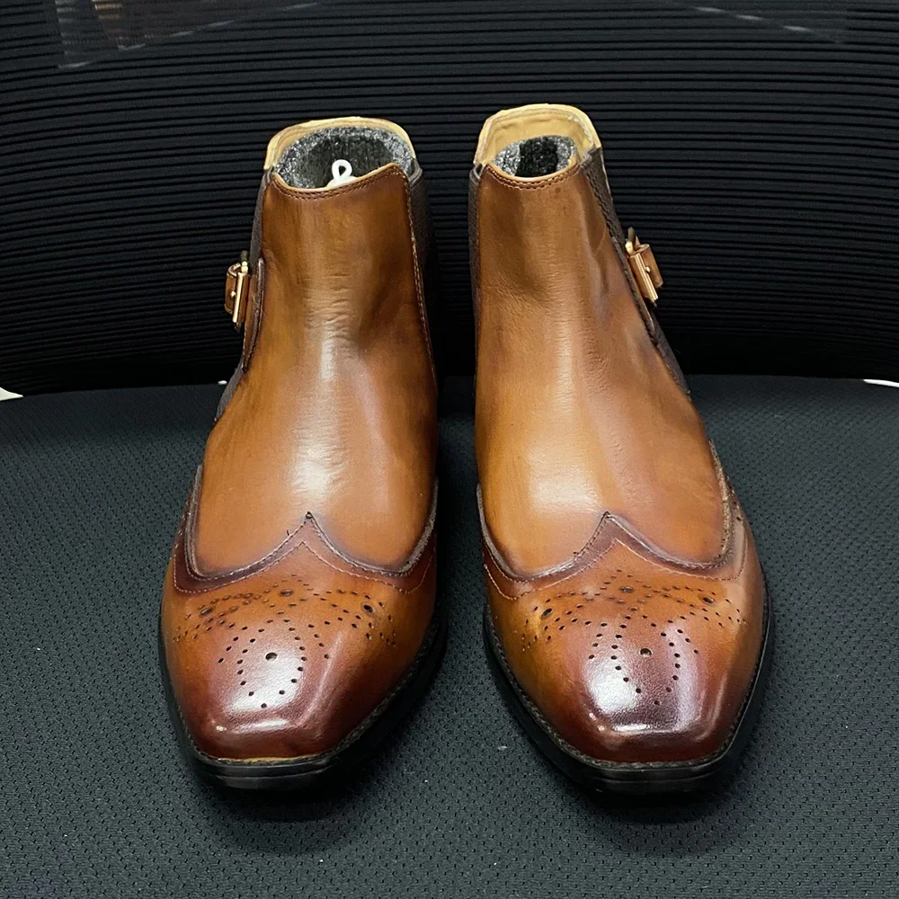 Men's Real Cow Leather Ankle B - Men Formal Wear With Boots review and price