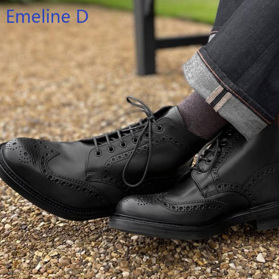 Men Brogue Ankle Boots Genuine - Formal Men Daily Wear Footwear review and price