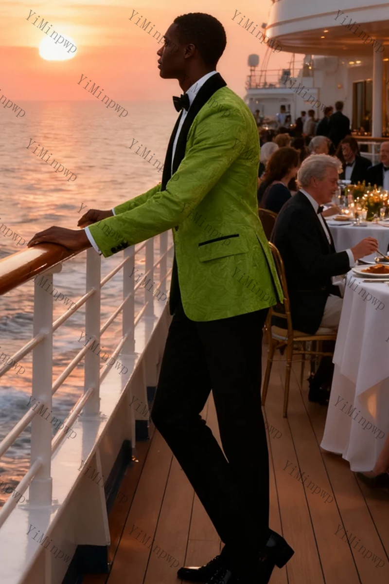 YiMinpwp Green Jacquard Men Su - Men Formal Wear Modern review and price