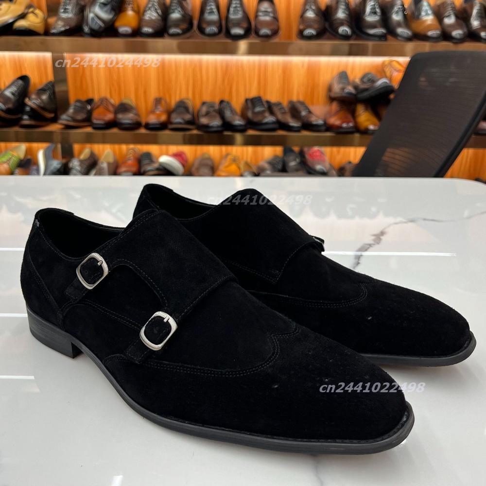 Dual Metal Buckle Men Monk Loa - Formal Men Daily Wear Footwear review and price